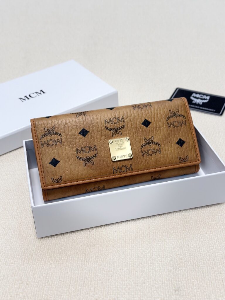 Mcm Visetos Gold Canvas Wallet editorial product context 1