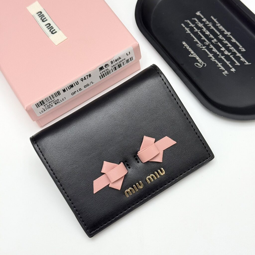 Miu Miu Black Leather Card Holder editorial product context 1