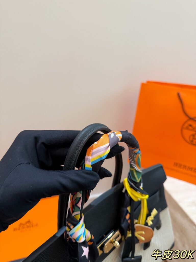 Hermes Birkin Black Leather Scarf editorial product context 2