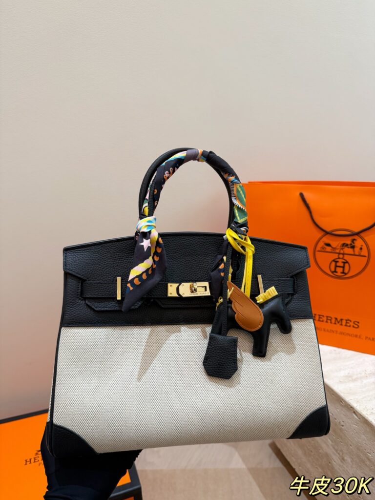 Hermes Birkin Black Leather Scarf editorial product context 1