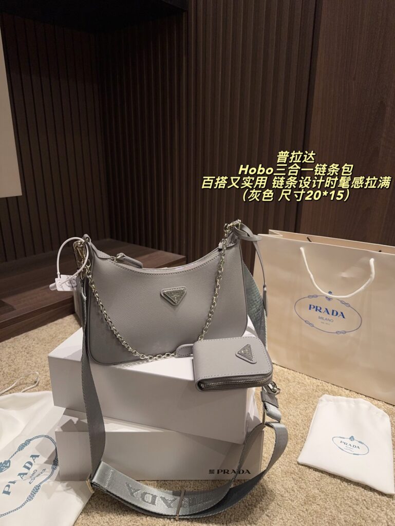 Prada Grey Crossbody Bag editorial product context 1