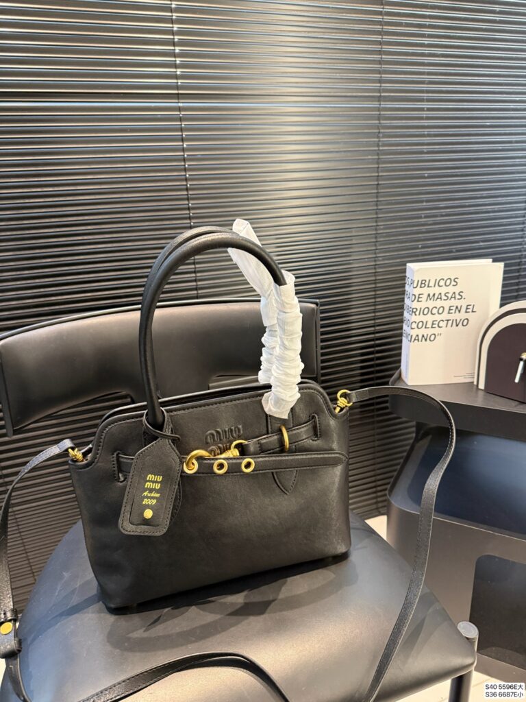 Miu Miu Gold Leather Handbag editorial product context 3