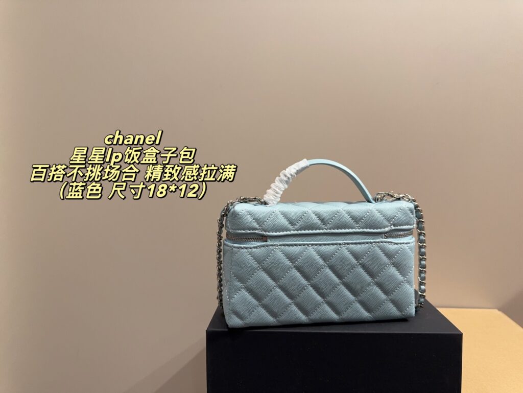 Chanel Case Blue Leather Vanity Bag editorial product context 3