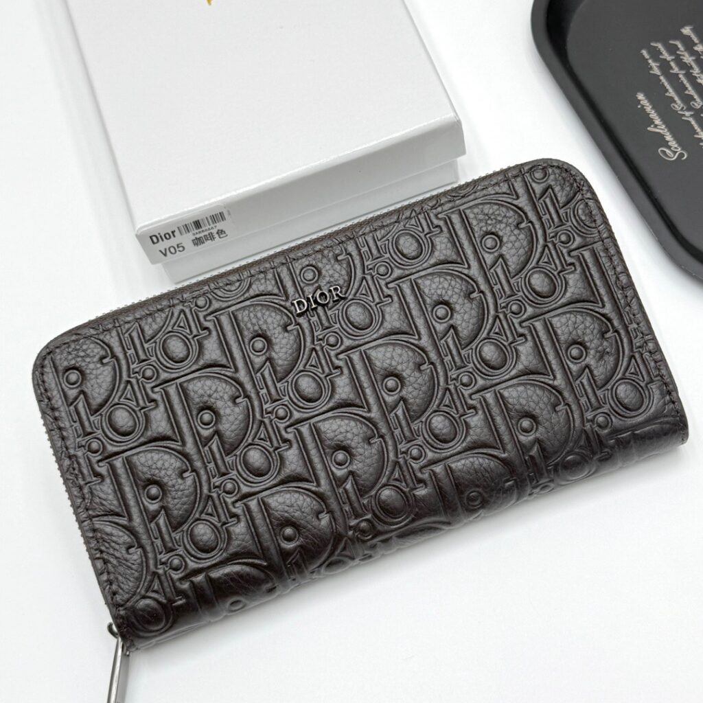 Dior Grey Leather Wallet editorial product context 1