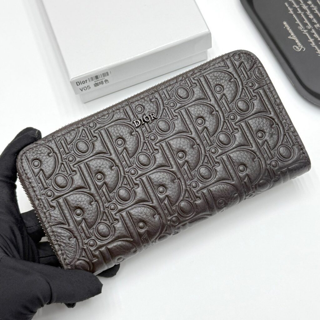 Dior Grey Leather Wallet editorial product context 2