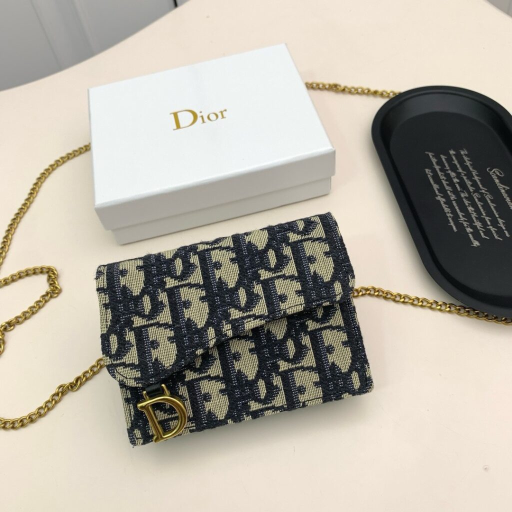 Dior Oblique On Chain Beige Canvas Wallet editorial product context 1