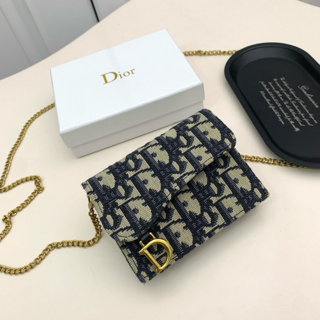 Dior Oblique On Chain Beige Canvas Wallet editorial product context 2