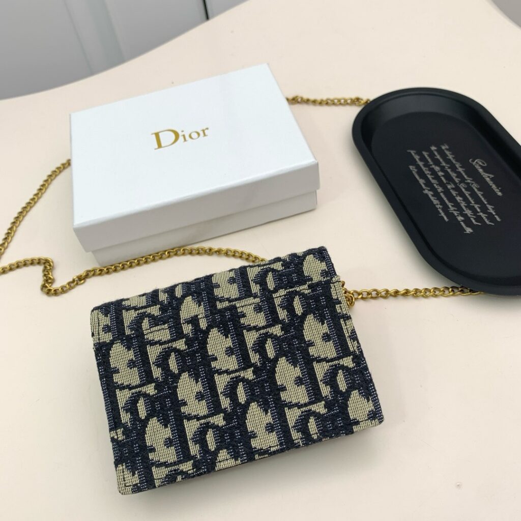 Dior Oblique On Chain Beige Canvas Wallet editorial product context 3
