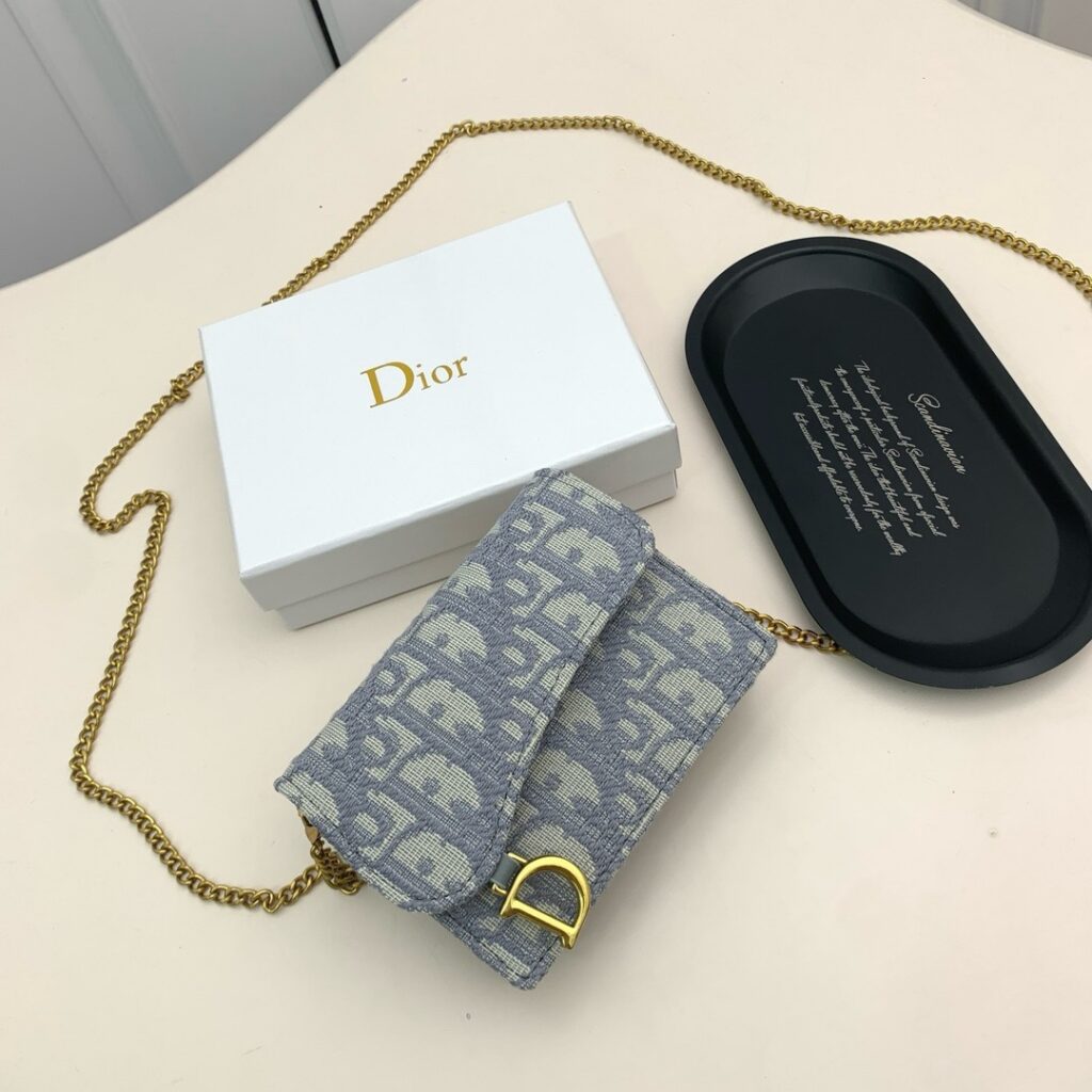 Dior On Chain Blue Canvas Wallet editorial product context 2