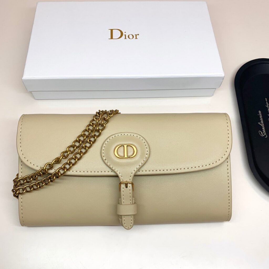 Dior On Chain Gold Leather Wallet editorial product context 1