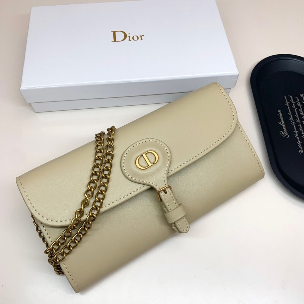 Dior On Chain Gold Leather Wallet editorial product context 2