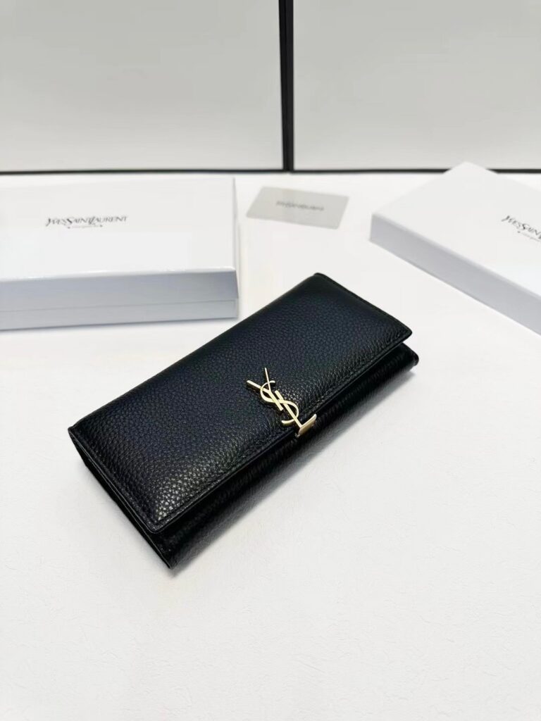 Saint Laurent Yves Black Leather Wallet editorial product context 2