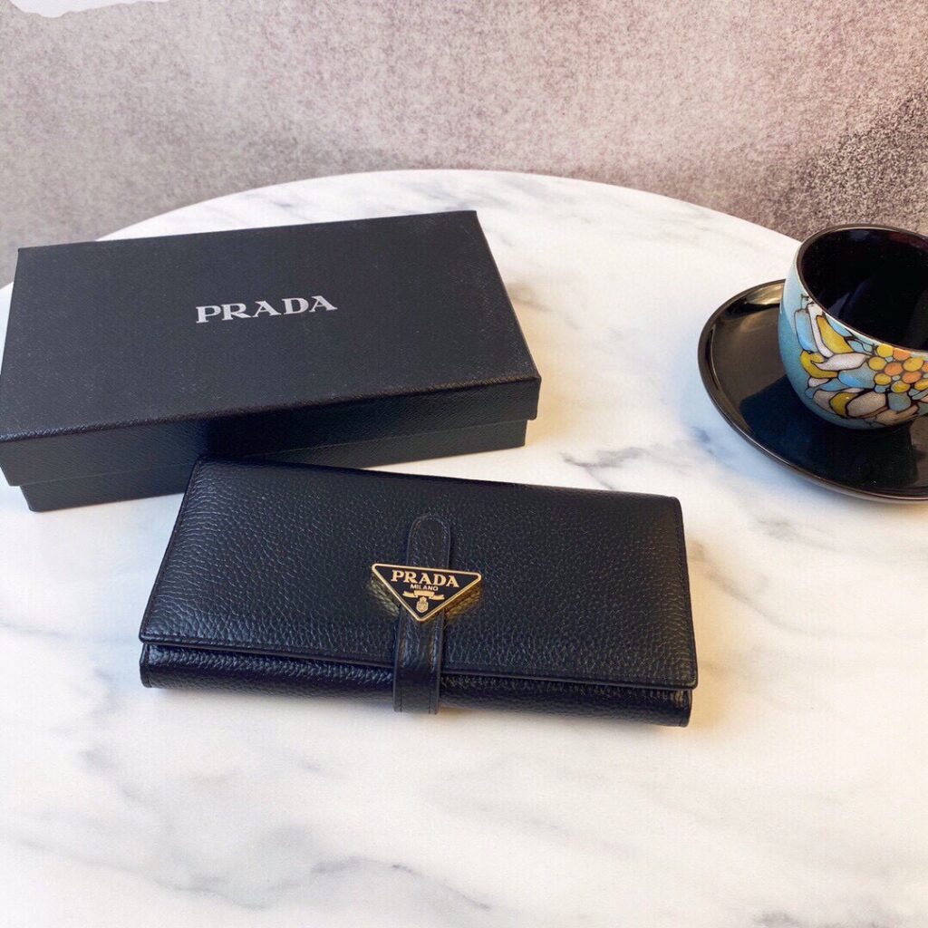 Prada Black Leather Wallet editorial product context 3