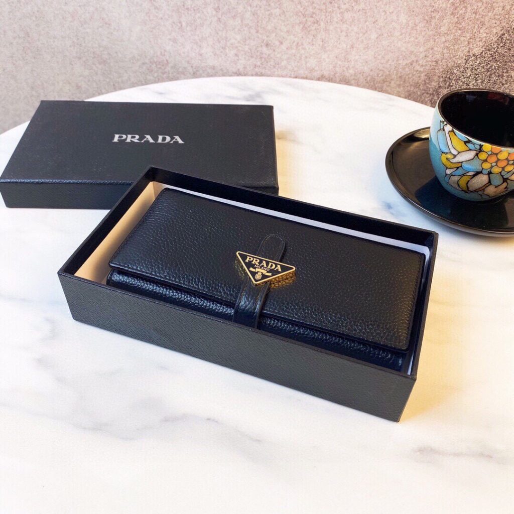 Prada Black Leather Wallet editorial product context 2