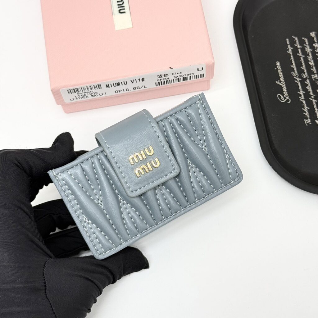 Miu Miu Grey Leather Card Holder editorial product context 2