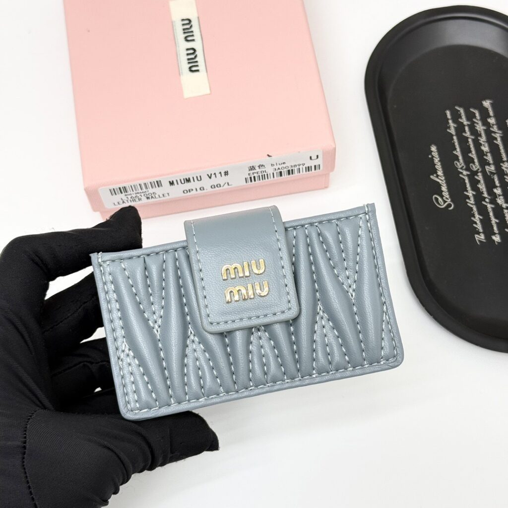 Miu Miu Grey Leather Card Holder editorial product context 3