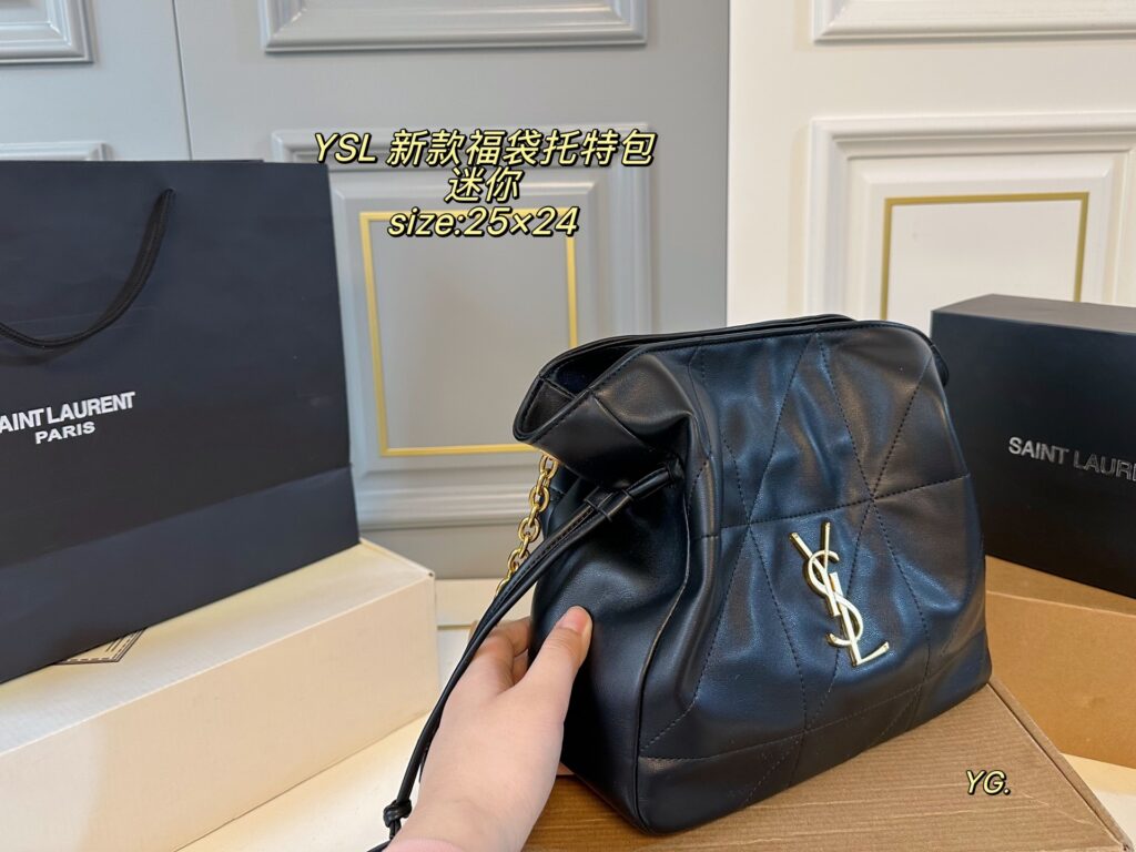 Saint Laurent Jamie Pochon Mini Black Calfskin Leather Clutch editorial product context 3