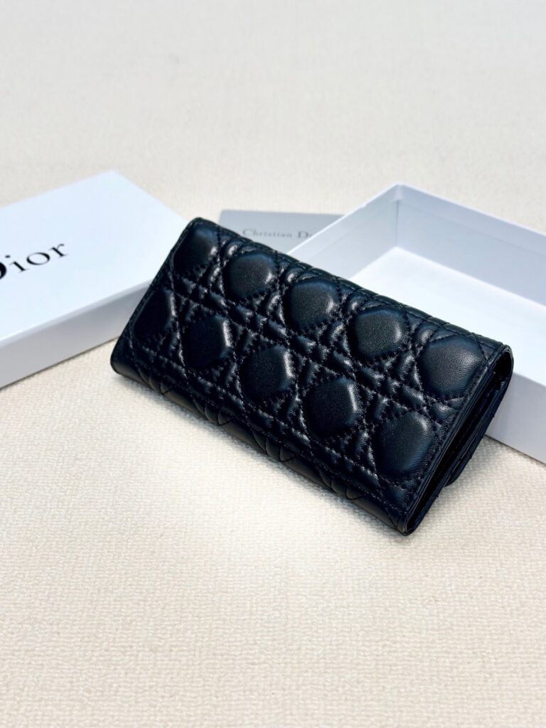 Dior Lady Caro Line Black Lambskin Leather Wallet editorial product context 2