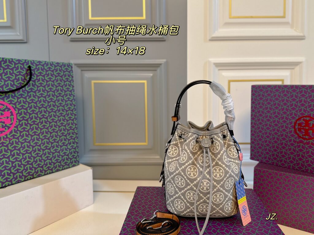 Tory Burch Tb Small Canvas Bucket Bag 14 x 18 cm editorial product context 1