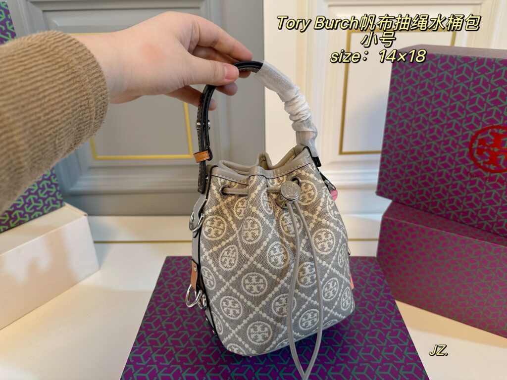 Tory Burch Tb Small Canvas Bucket Bag 14 x 18 cm editorial product context 2