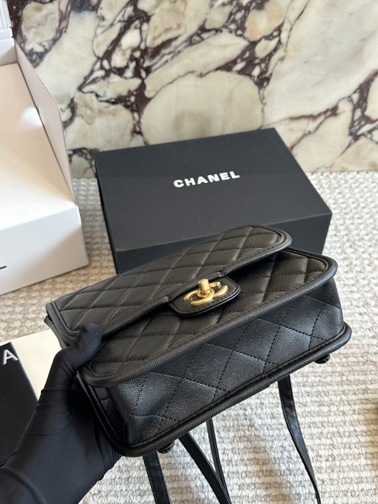 Chanel 22 Small Black Calfskin Leather Clutch editorial product context 2