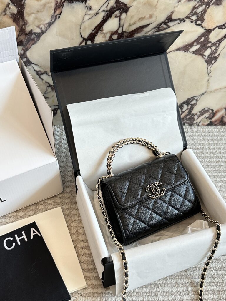 Chanel Kelly Mini Black Calfskin Leather Clutch editorial product context 1