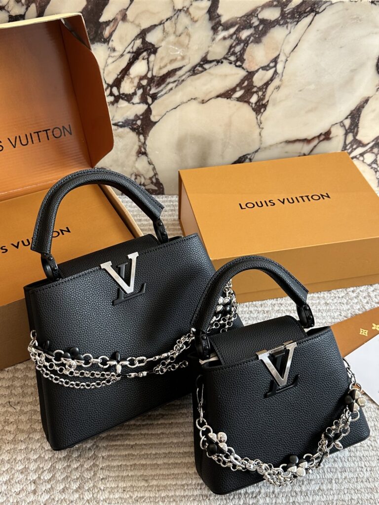 Designer Capucines Mini Logo Monogram Bag 28 cm editorial product context 1