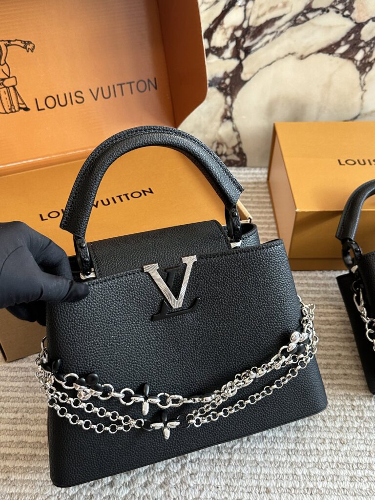 Designer Capucines Mini Logo Monogram Bag 28 cm editorial product context 2