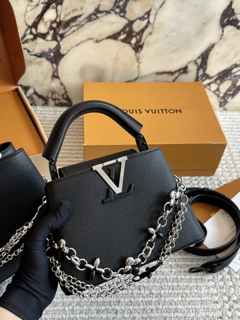 Designer Capucines Mini Logo Monogram Bag 28 cm editorial product context 3
