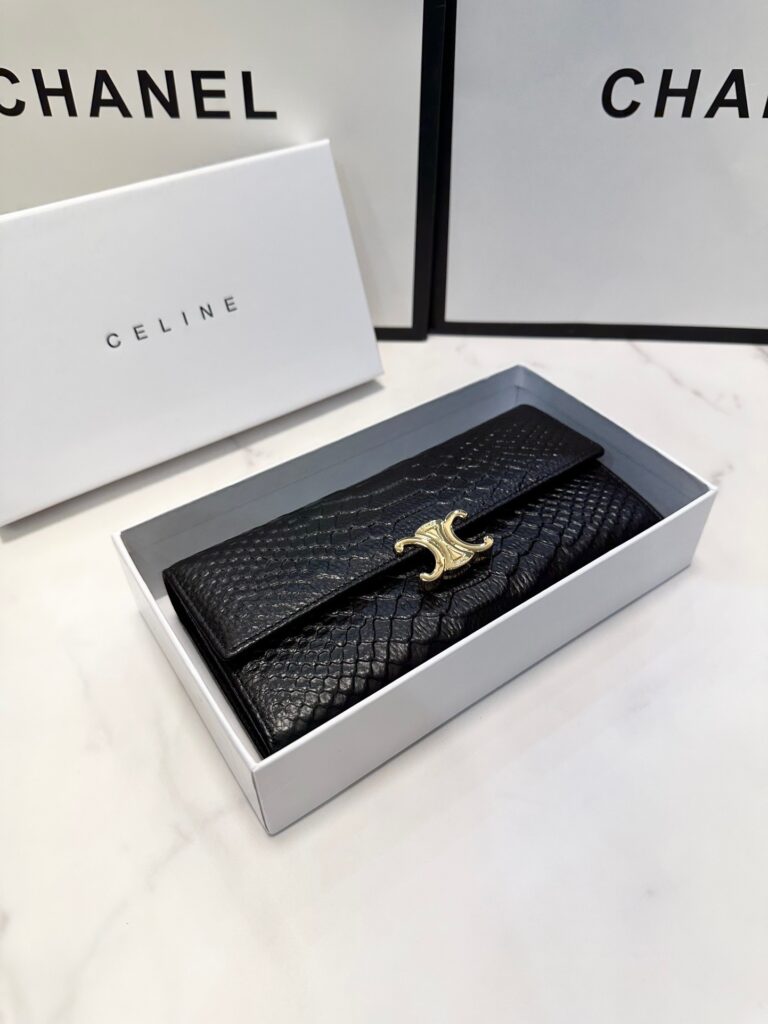 Celine Black Leather Wallet 19 x 10 cm editorial product context 1
