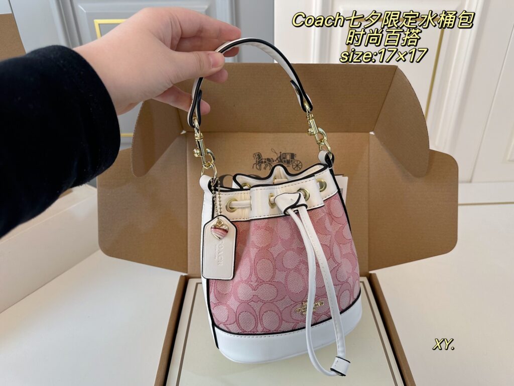 Coach Mini Hold Mini Pink Canvas Bucket Bag 17 x 17 cm editorial product context 2