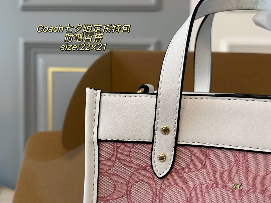 Coach Maggie Logo Pink Canvas Tote Bag 22 x 21 cm editorial product context 3