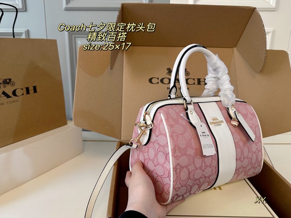 Coach Pink Canvas Bag 25 x 17 cm editorial product context 2
