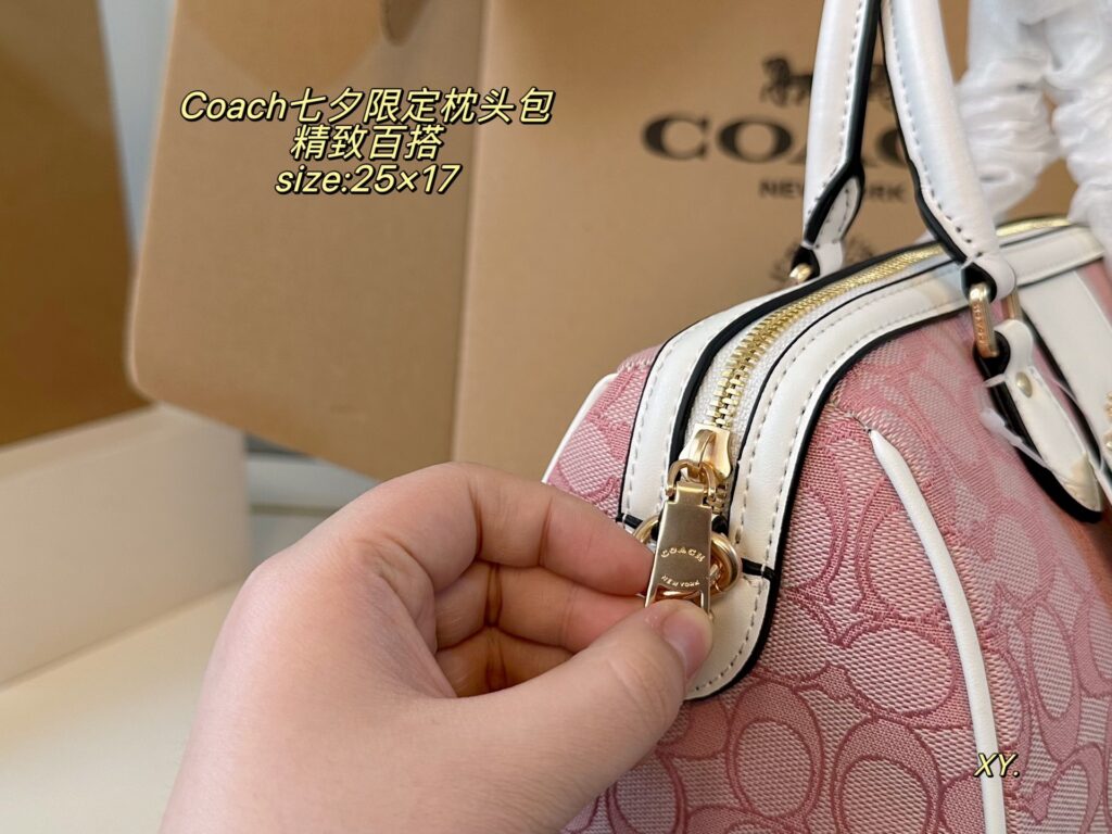 Coach Pink Canvas Bag 25 x 17 cm editorial product context 3