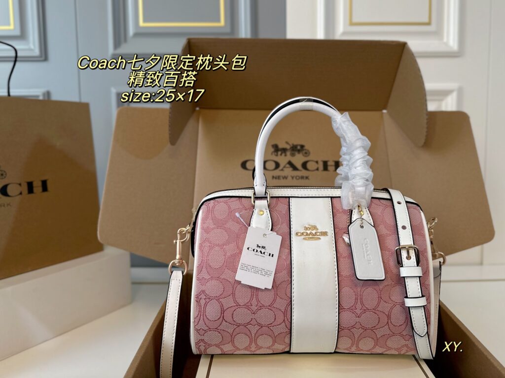 Coach Pink Canvas Bag 25 x 17 cm editorial product context 1