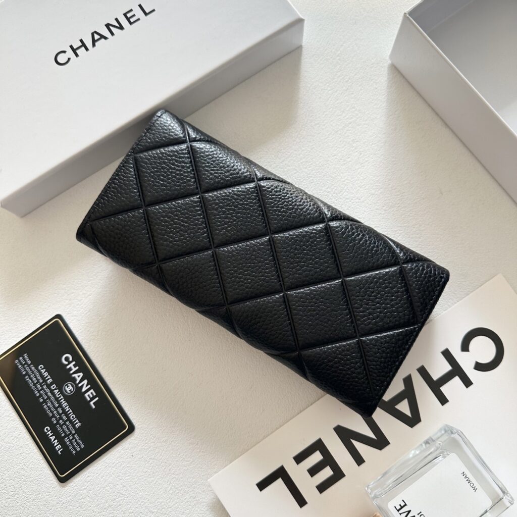Designer Black Leather Wallet 19 x 10 cm editorial product context 2