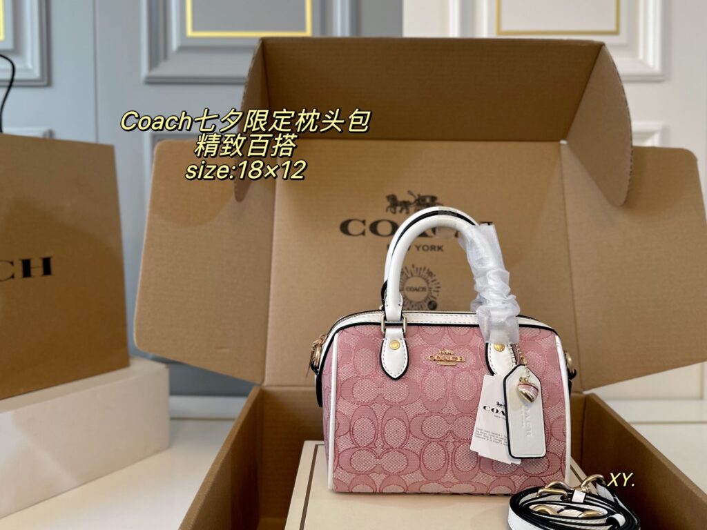 Coach Rowan Pink Canvas Bag 18 x 12 cm editorial product context 1