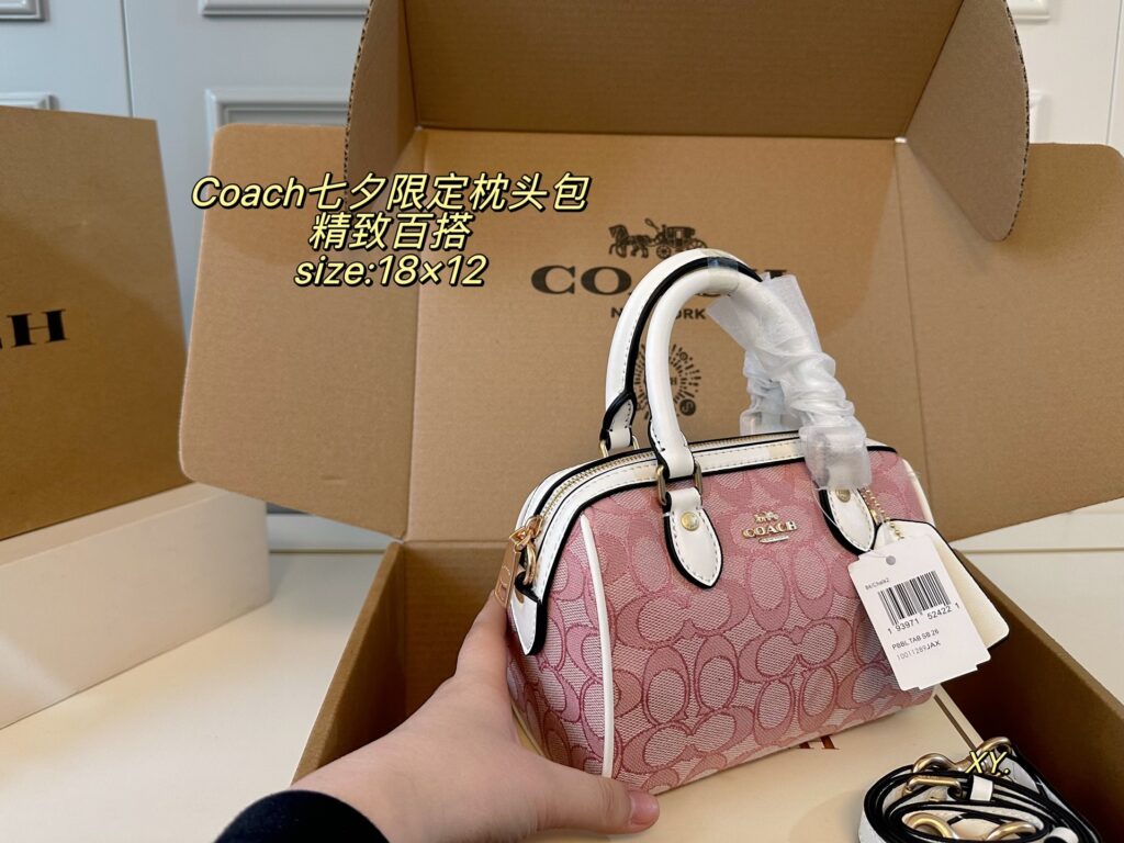 Coach Rowan Pink Canvas Bag 18 x 12 cm editorial product context 2