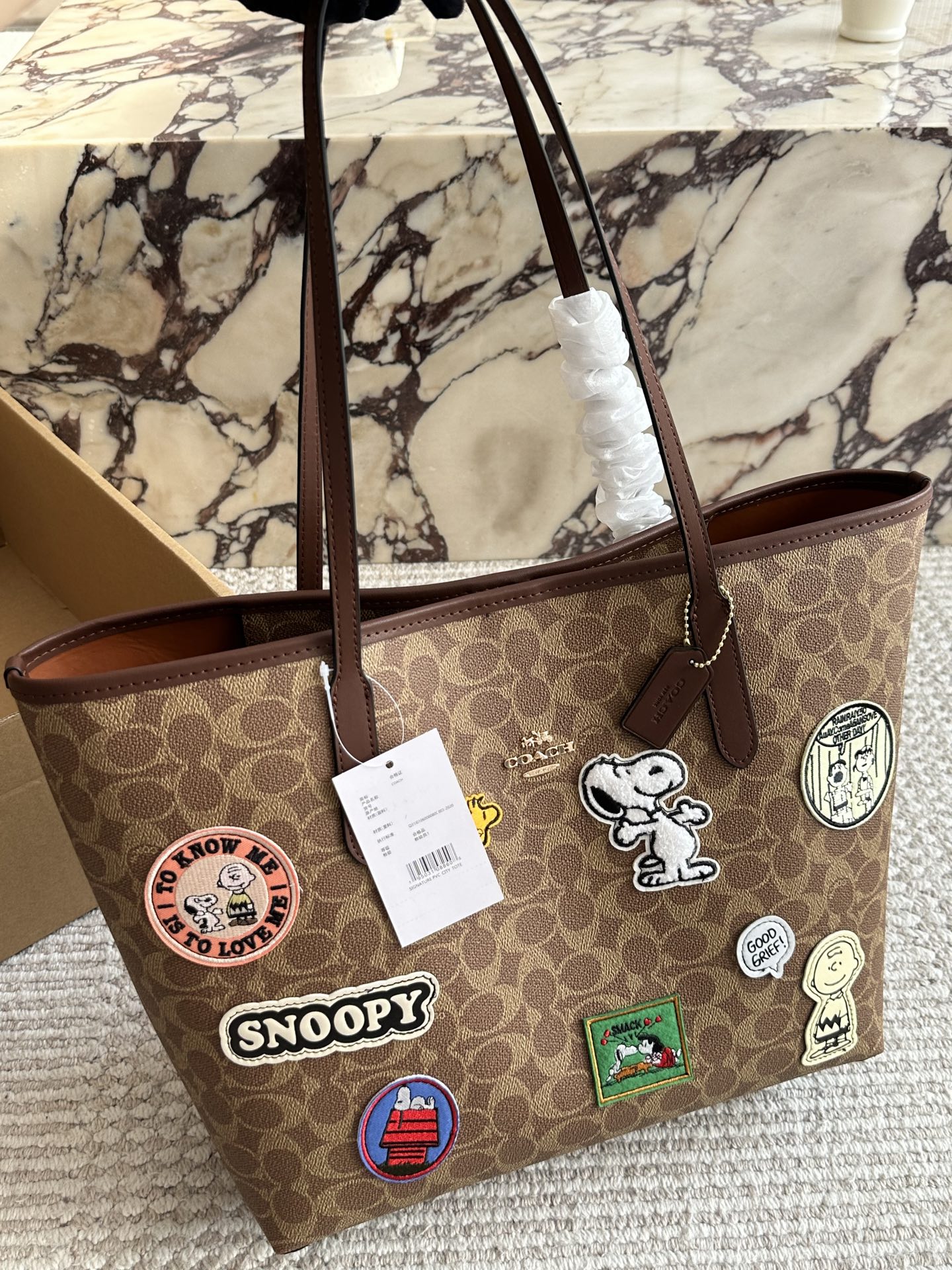 Coach 195 size 35 city logo Tote Bag