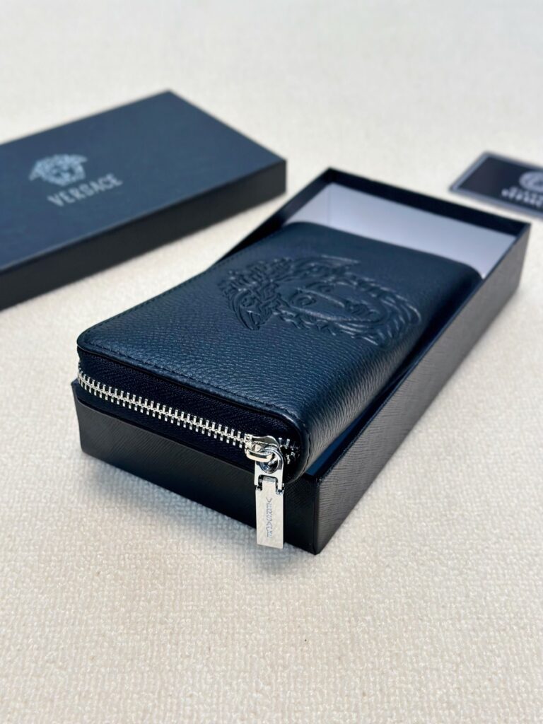 Versace Black Leather Clutch 20 x 10 cm editorial product context 2