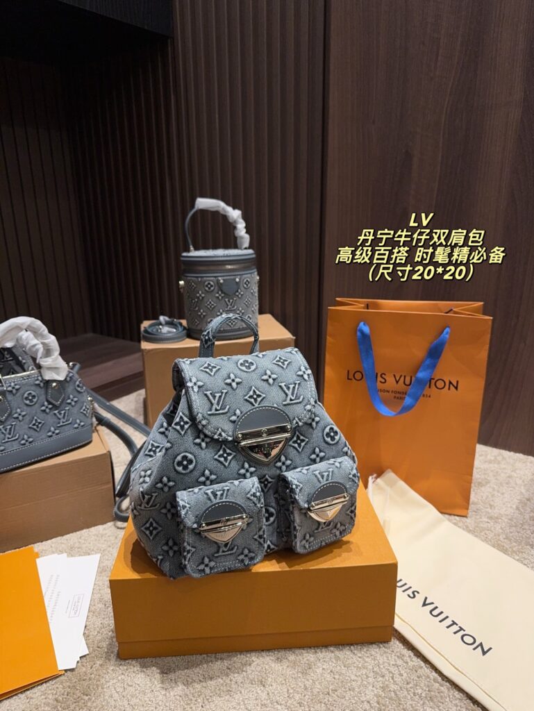 Louis Vuitton Blue Denim Backpack 20 x 20 cm editorial product context 1