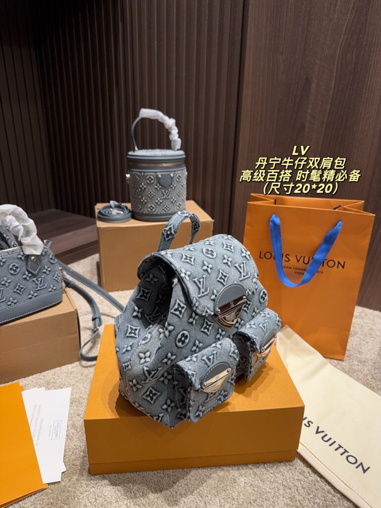 Louis Vuitton Blue Denim Backpack 20 x 20 cm editorial product context 3
