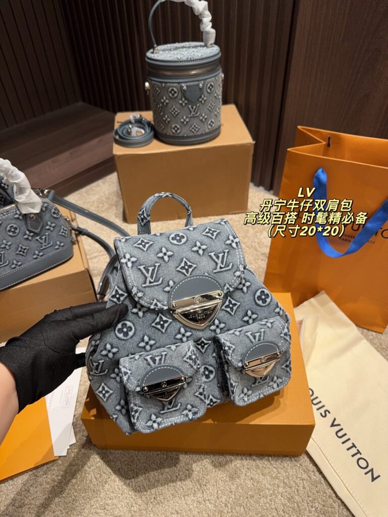 Louis Vuitton Blue Denim Backpack 20 x 20 cm editorial product context 2