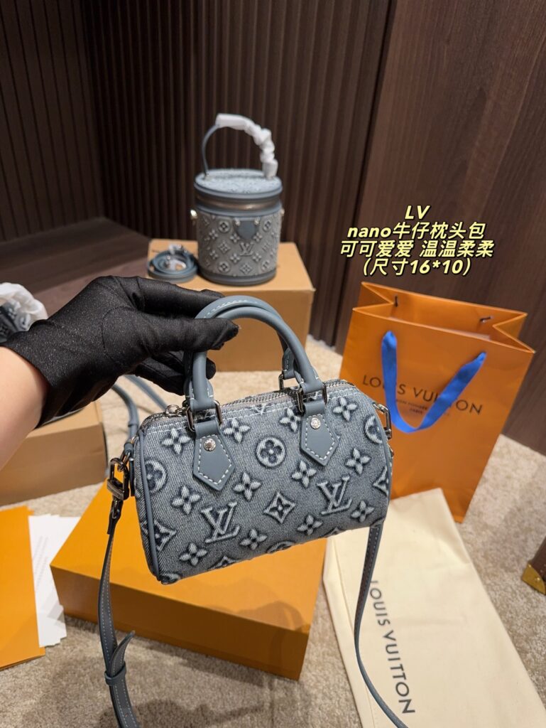 Louis Vuitton Nano Mini Mini Blue Denim Bag 16 x 10 cm editorial product context 2