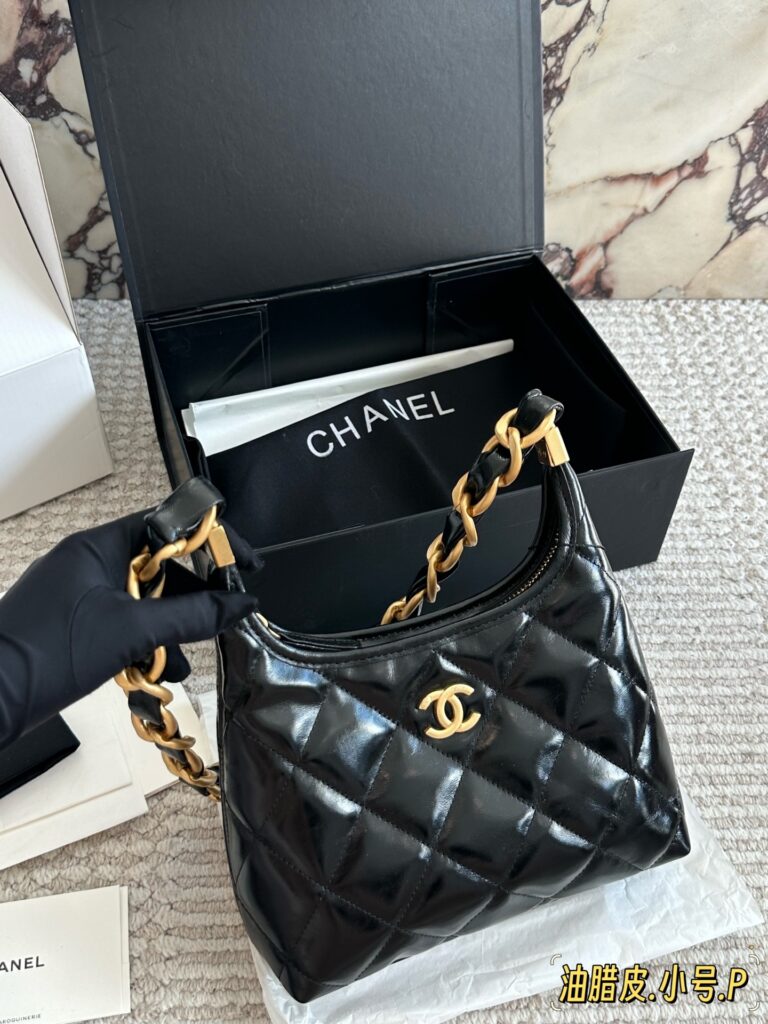 Chanel Ait Black Denim Crossbody Bag 20 cm editorial product context 1