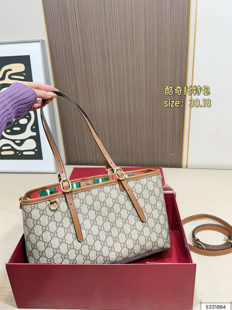 Gucci Emblem Red Tote Bag editorial product context 3