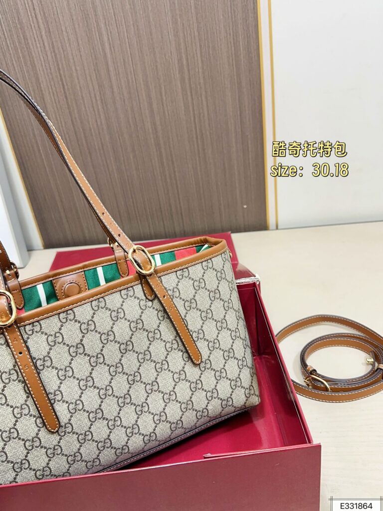 Gucci Emblem Red Tote Bag editorial product context 2
