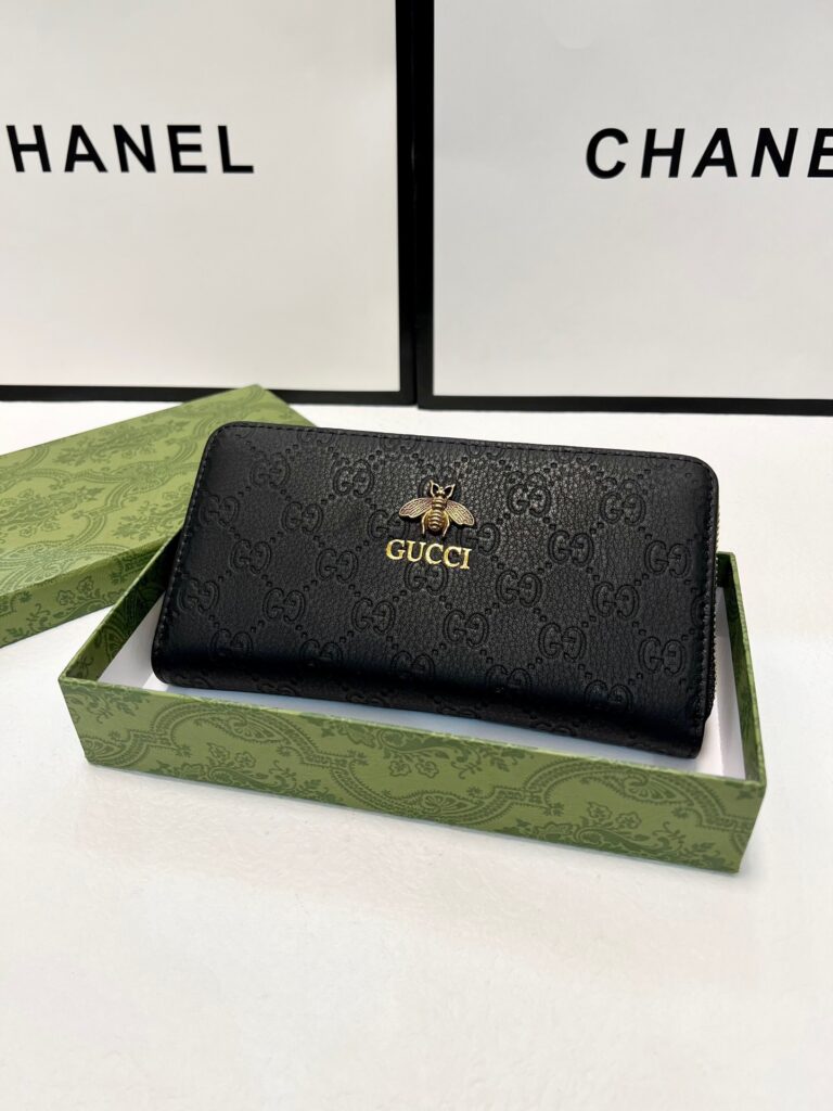 Designer Black Leather Clutch 21 x 11 cm editorial product context 2