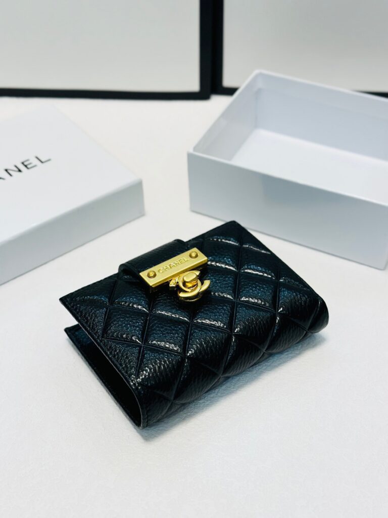 Designer Black Leather Wallet 12 x 10 cm editorial product context 2