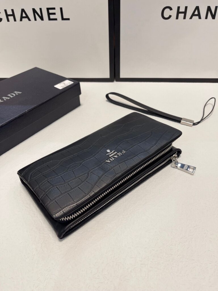 Prada Black Leather Clutch 21 x 10 cm editorial product context 3